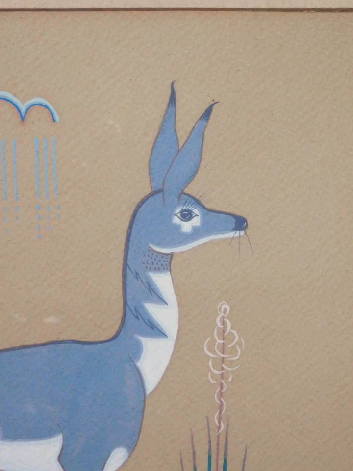 Pintura gouache original Theodore Suina firmada Ku-Pe-Ru nativo americano 1949 Foto 4 de 4