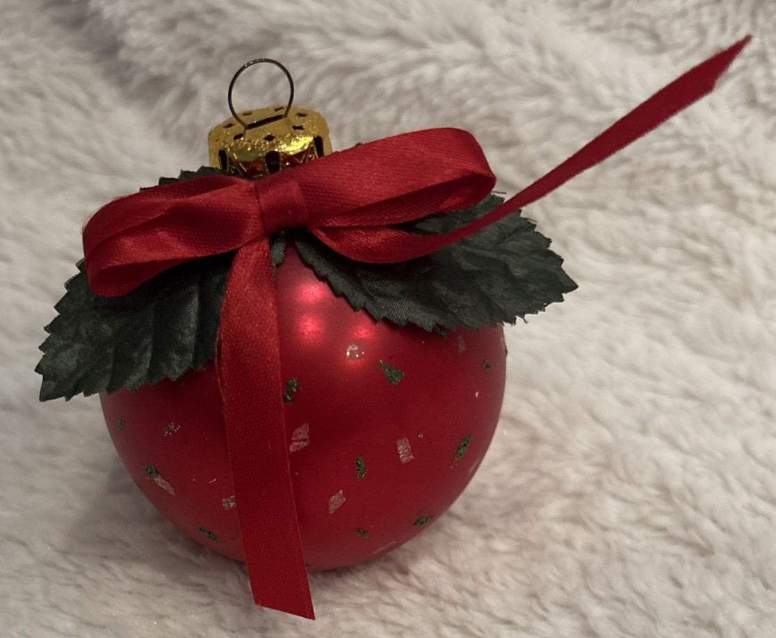 Christmas Glass Ball Red Confetti Strawberry Ornament