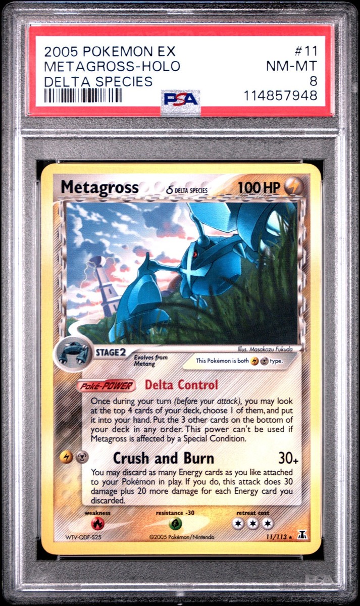 2005 POKEMON EX DELTA SPECIES METAGROSS #11 HOLO PSA 8 NM