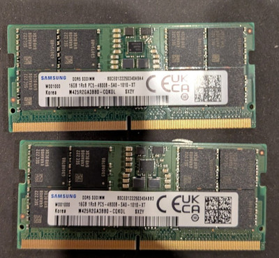 32GB Samsung 16GBx2 DDR5 4800 MHz SODIMM 1Rx8 Laptop Memory RAM M425R2GA3BB0