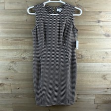 Calvin Klein Womens Dress Sleeveless Sheath Geometric Career Classic Size 12