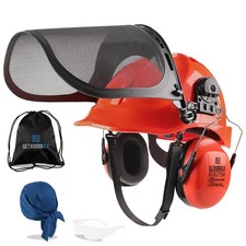 Casco de motosierra UM ULTRAMAXX 6 en 1 con malla mediana, naranja + protector facial de malla