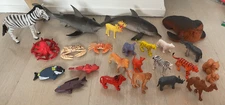 Mixed Lot of 25 Small Animal Figures Safari Zoo Farm & Sea Creatures FREE SHIP!