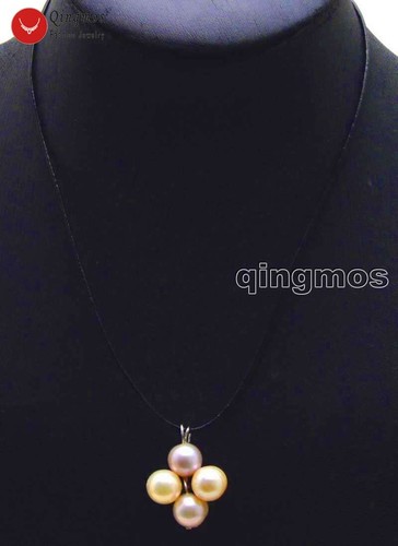 20mm Cross Natural Pink Pearl Pendant Necklace for Woman Jewelry Chokers 18'' - Picture 2 of 4
