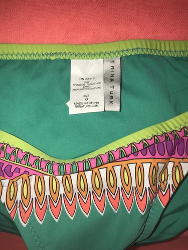 NWT Sz 8 Trina Turk PLUMAS Emerald SET Triangle Top & Side -Tie Bottom - Picture 7 of 12