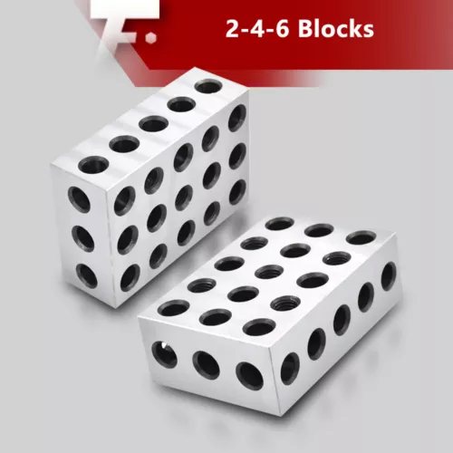 2-4-6 Blocks 23 Holes Matched Pair Ultra Precision .0002" Machinist 246 Jig New