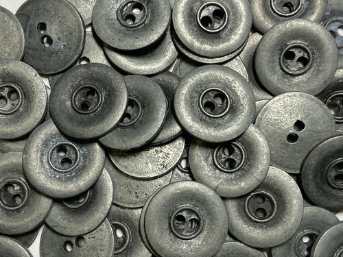 Last Lot 42 Rare Vintage Metal Button Pewter Finish Wide Rim 20mm 2hole - Picture 3 of 4