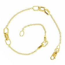 Italian 14k Yellow Gold Oval Charm Rolo Chain Bracelet 7" 4.4mm  1.8 grams