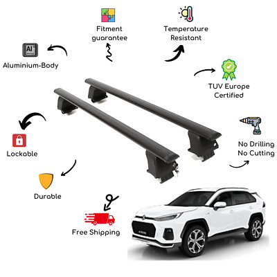 Bare Roof Rack Cross Bars Set for SUZUKI Across 5 Door 20-Up Black