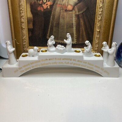 2004 Abbey Press Full Nativity Scene Candle Holder Bridge John 1:14