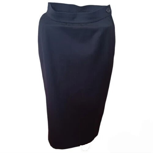 SAINT LAURENT AUTENTICA gonna a matita retrò raso nero raso taglia 40 (US 8) COME NUOVA!