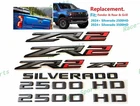 Matte Black Red Fender Rear Grille Door ZR2 2500HD Emblems Silverado 2024+ 2500