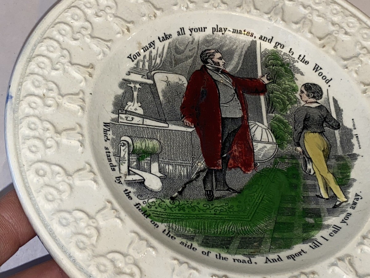 LNRP2 Staffordshire Children's Plate Transfer Father And Child