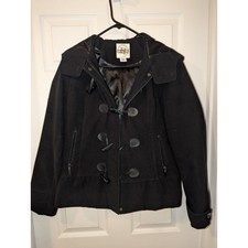 Hydraulic Jeans Peacoat Jacket Womens Xl Overcoat Black Hoodie Hooded