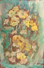 Vintage expressionist oil painting still life