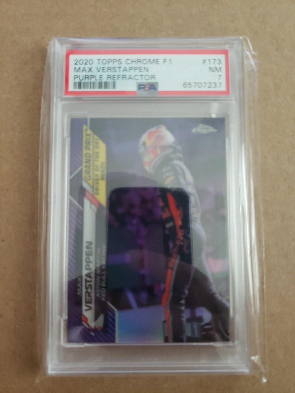 2020 Topps Chrome F1 Max Verstappen Purple Refractor/399 #173 Psa 7