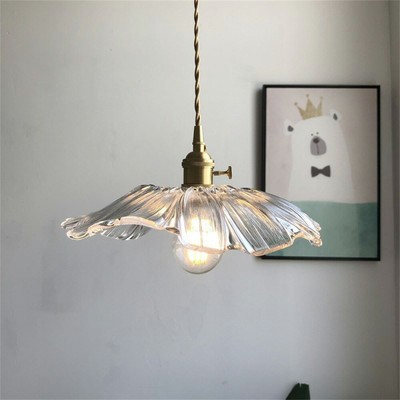 Contemporary Flower Shade Glass Pendant Light Living Room Mini Lighting Fixture