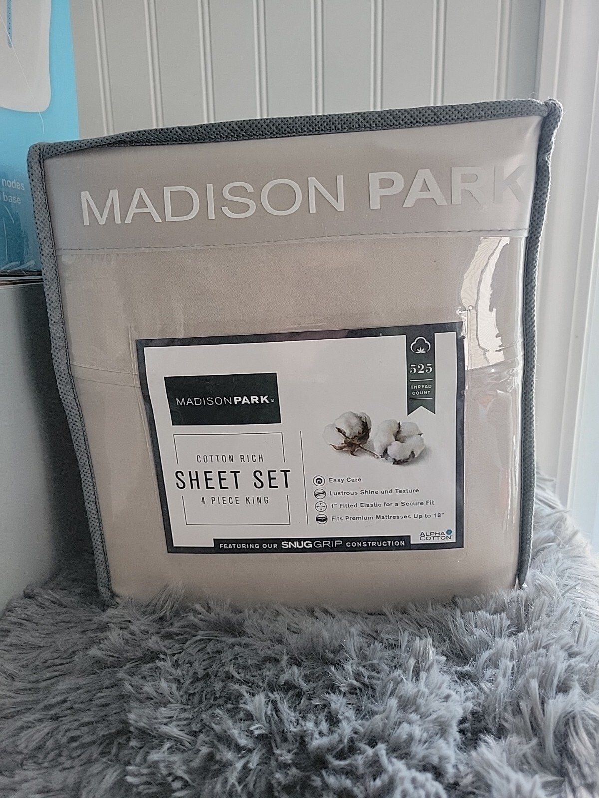 Madison Park 4-Piece King Sheet Set 525 Thread Count with Snug Grip
