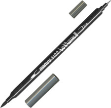 Marvy Marker Le Plume II - Dark Grey, Fine Brush Tip, Suitable for Rubber Stamp