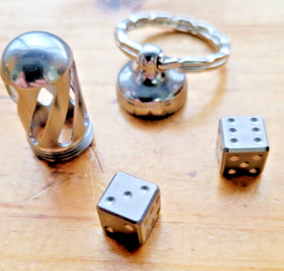 LionSTEEL Set Of Two Steel Dice Comes In Acorn-Sized Steel Keychain Container
