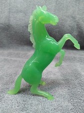 Vintage Jade Green Plastic Rearing Horse Figurine Hong Kong