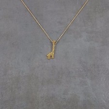 Giraffe GOLD Dainty Necklace Charm Pendant Necklace Gift Box Animal Zoo Safari