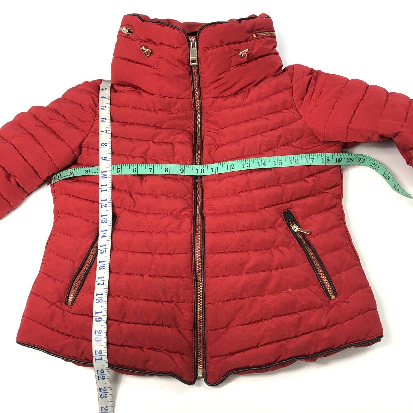 ZARA BASIC Women's Red Short Puffer Jacket Large … - image 6