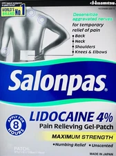 Salonpas Lidocaine 4% Pain Relieving Maximum Strength Unscented 5 Pack EXP 2027!