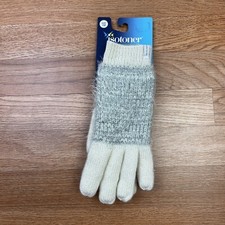 Isotoner Women's Feather Yarn Knit Cold Weather Gloves, One Size, Ivory NEW