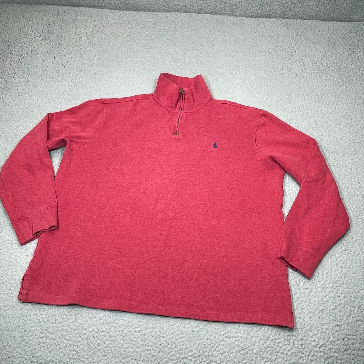 Felpa polo Ralph Lauren uomo extra large cerniera rossa pullover pony golf