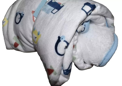 i7 NWT The Children's Place CARS Vehicles Plush Velour Sherpa Baby Crib Blanket - Picture 2 of 3