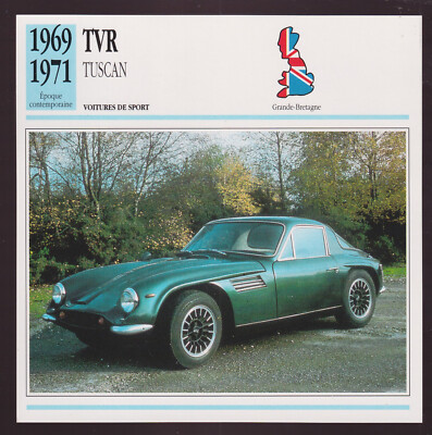 1969 1970 1971 TVR Tuscan British Sports Car Photo Spec Sheet Info French Card