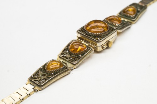 Vintage CHAIKA Women's Watch 1601 Filigree bracelet with Amber 17 JEWELS USSR - Picture 10 of 17
