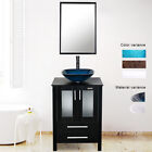 Bathroom Vanity Cabinet 24" Single Wood Glass Ceramic Vessel Sink No Mirror