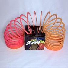 Vintage Original Slinky 90s Neon Pink Yellow James Industries USA In Box -Works