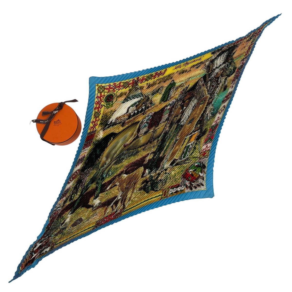 HERMES Plissé Scarf Les Cheyennes by Kermit Oliver rare：JPN | eBay