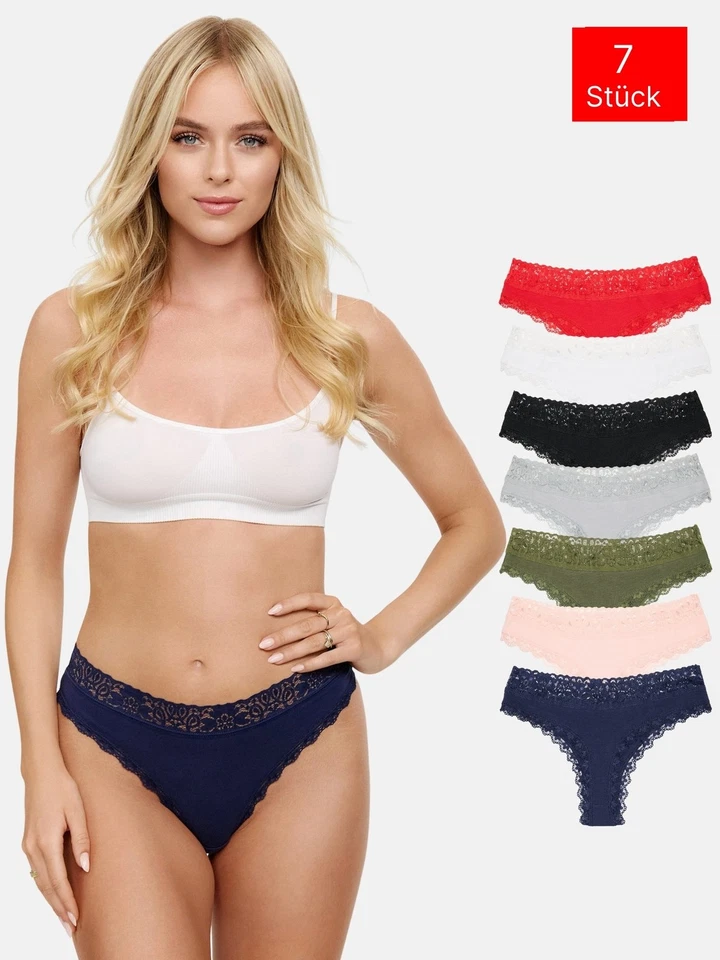 Tazzio String 7er-Pack Damen Tanga Slip Slips Unterwäsche Unterhose