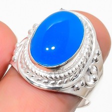 Blue Chalcedony Gemstone Handmade 925 Sterling Silver All Size Ring For Gift