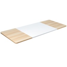 VIVO White & Light Wood 71 x 30 inch Table Top for Sit Stand Desk Frames