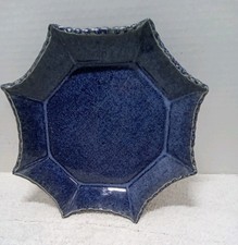 Vtg. Blue 'Studio Pottery' Octagonal Dish. Made In USA. Signed. Excellent Cond.
