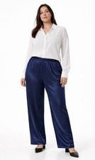 VTG 90s Giorgio Armani Collezioni Pull On Pants Women  s Silk Size 14 Blue Navy