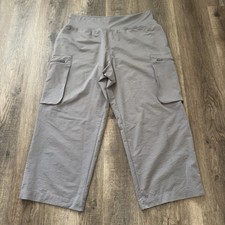 Sage Collective Women's XL Textured Cargo Crop Pants Gray Wide Leg Pull On