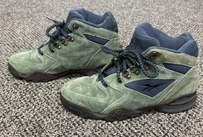 Vintage Reebok Hexalite Hiking Boots Size 7 Womens Green And Blue Suede Gorpcore