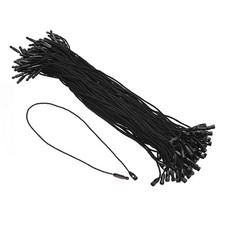 100pcs Cotton Hang Tag String Snap Lock Price Tag Fastener Ties Black 7.8"