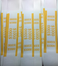 50 - YELLOW  1000 Self-Sealing Currency Money Straps / Money Paper Bands