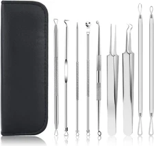 9 PCS Blackhead Remover & Pimple Popper Tool Kit with Stainless Steel 