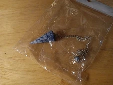 Natural Gems Blue Spot Jasper Bonded Pendulum Healing Crystal Reiki Dowsing Tool