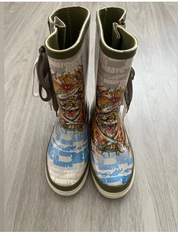 Nuevas botas de lluvia sin etiquetas niños ED HARDY talla 2 Foto 3 de 4