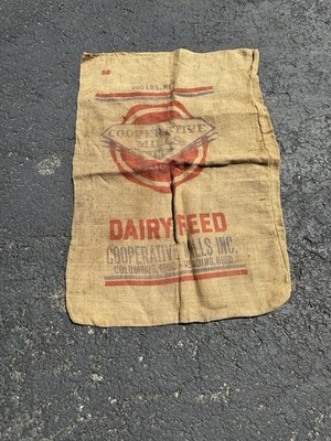 Vtg Cooperative Mills Dairy Feed Baltimore Cincinnati Norfolk Empty Sack Bag