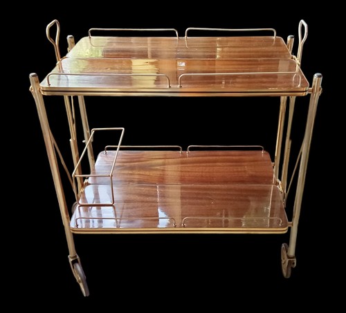 Antique Vintage Rolling Dessert Folding Service Trolley 1950s - Picture 2 of 10